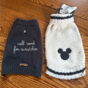 Set of two Barefoot Dreams Pet Disney Maxbone Dog Sweaters sz XS Small S Mickey